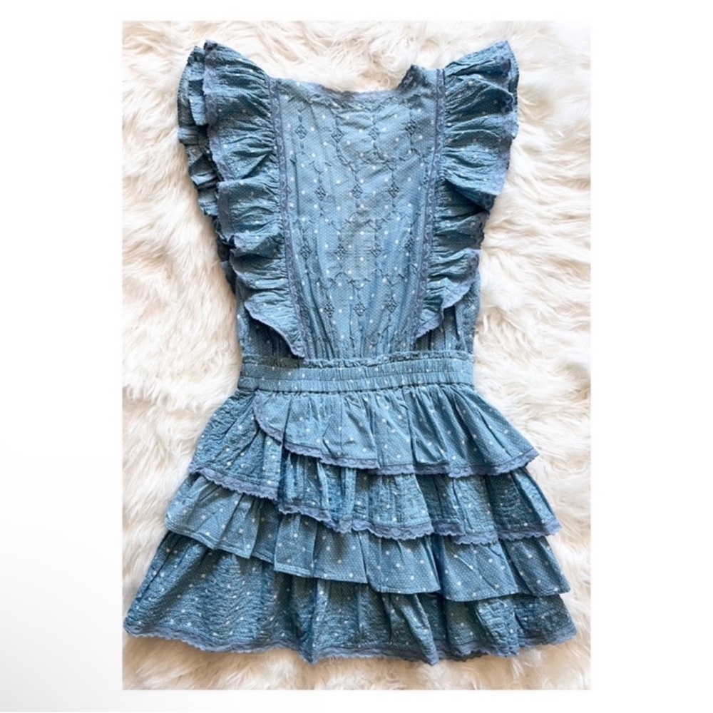 New! LoveShackFancy Corelli Polka Dot Lace Ruffle Cotton Mini Dress - Picture 11 of 12
